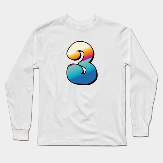 Number 3, Three - beach colors Long Sleeve T-Shirt by Dmitri